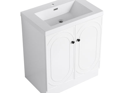 Contemporary Freestanding Bathroom Vanity With Resin Sink & Soft-Close Cabinet Doors