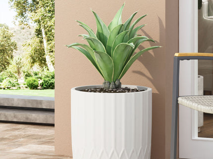 Planter With Subtle Pleated Design - Antique White