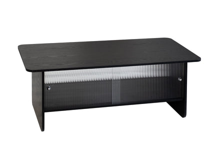 Rectangular Coffee Table With Sliding Door Storage Center
