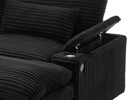 Convertible Loveseat Sofa With Storage, USB Ports, Cup Holders