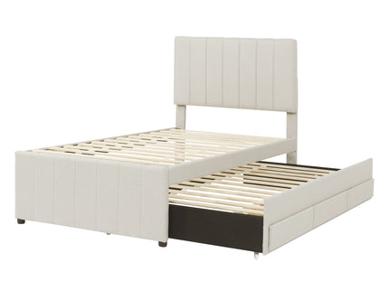 Upholstered Design Platform Bed With Trundle