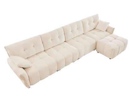 Sofa Set With Ottoman And Pillows, Textured, High Resilience Cushions