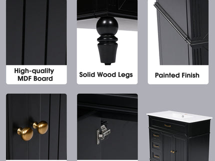 Bathroom Vanity With Sink, Freestanding Cabinet & Drawers
