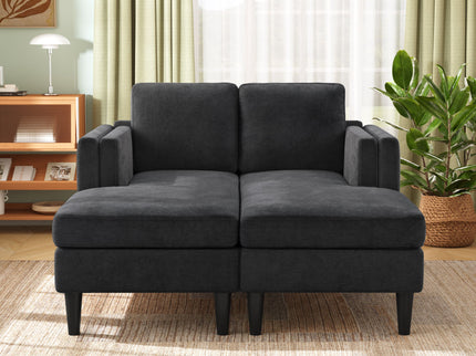 Chaise Lounge Sofa Bed With Dual Layer Armrests For Living Room