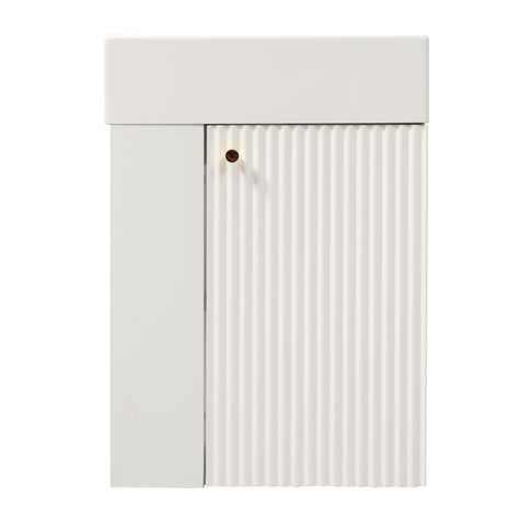 Floating Bathroom Vanity With Resin Basin, Left Side Storage - White