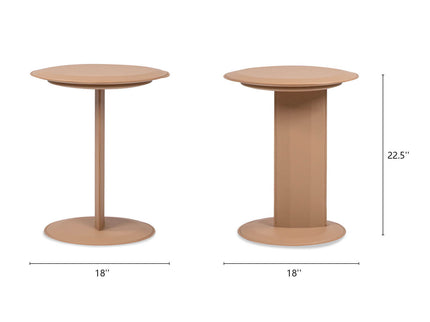 Mode - Leatherette Round C-Shaped Sofa Side Table - Saddle Brown