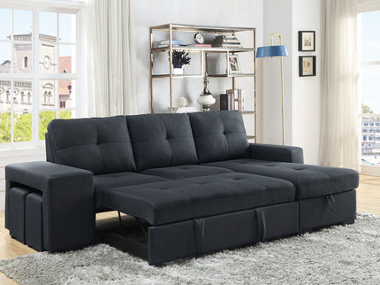 Lucas - Sleeper Sectional Sofa With Reversible Storage Chaise - Dark Gray