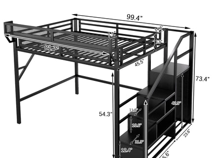 Loft Bed With Storage Shelves, Wardrobe