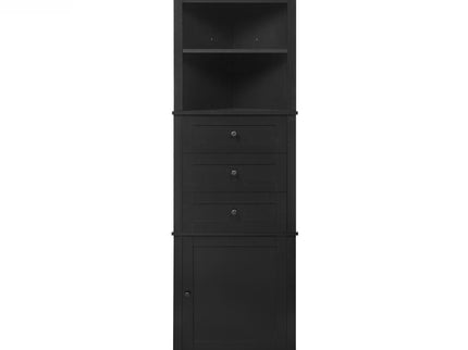 Tall Storage Cabinet With 3 Drawers And Adjustable Shelves For Bathroom