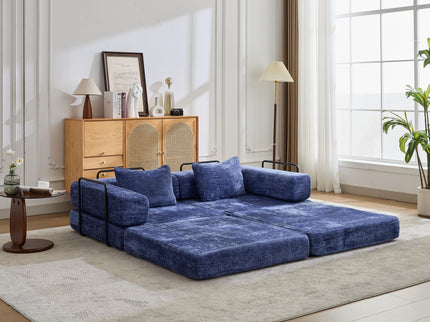 Convertible Floor Sofa Bed With Pillow Back Support Armrest