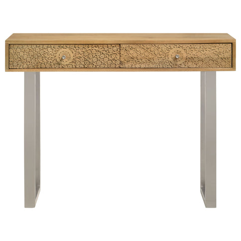 Harmony - 2 Drawer Table With Sled Base In Tones Accents - Natural