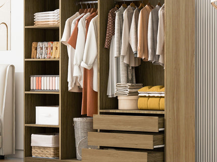 Doorless Storage Wardrobe For Dedroom With Shelves And 3 Drawers