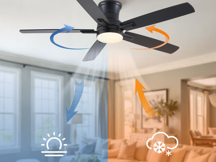 Mordern Flush Mount Ceiling Fan With Light And Remote Control