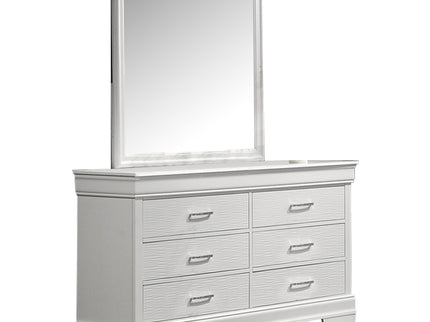 1 Piece Dresser Of Drawers Bedroom Furniture With Diamond Accent Handles, Drawer Box - White
