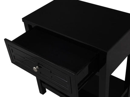 Dylan - Wooden End Side Table Nightstand With Glass Top And Drawer