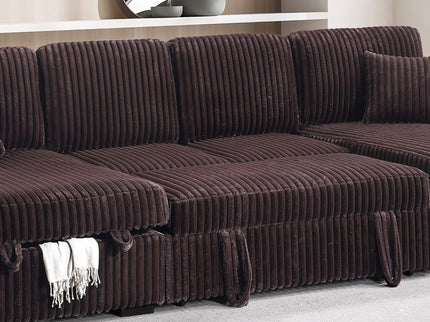 Convertible Sectional Upholstered Sleeper Sofa With Storage Chaise