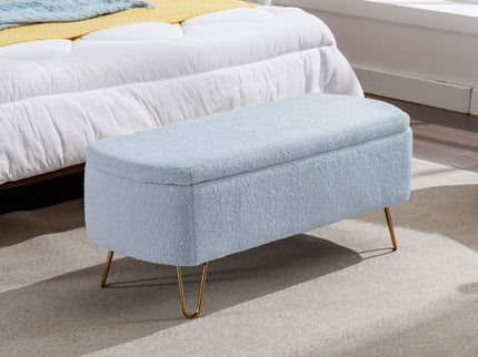 Storage Ottoman Bench For End Of Bed Legs, Modern Camel Faux Fur Entryway Bench Upholstered Padded With Storage For Living Room Bedroom