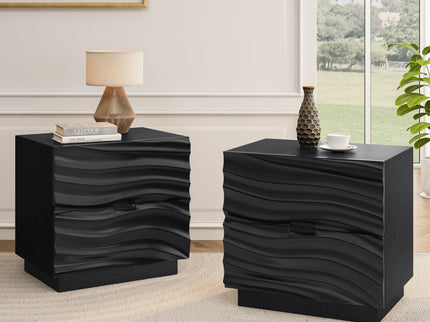 Nightstands, Bedside Table With 2 Drawers (Set of 2) - Black