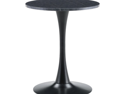 Round Dining Table With Faux Marble Top And Metal Pedestal +, 23.6" Diameter For Kitchen, Living Room, Small Spaces