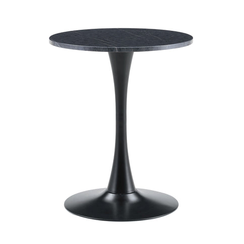 Round Dining Table With Faux Marble Top And Metal Pedestal +, 23.6" Diameter For Kitchen, Living Room, Small Spaces