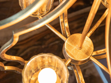 4 Light Metal Chandelier, Hanging Light Fixture With Adjustable Chain For Kitchen, Bulb Not Included - Gold