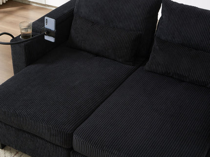 Convertible Chaise Lounge Sofa Chair With USB Ports, Cup Holders, Phone Holder And Storage