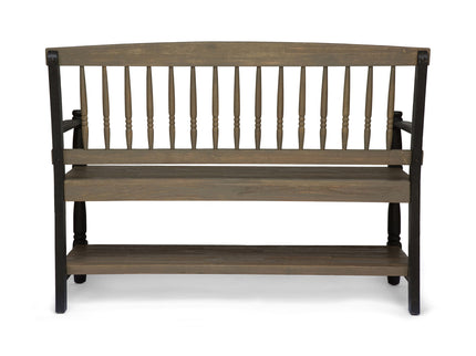 Slatted Bench With Built In Shelf