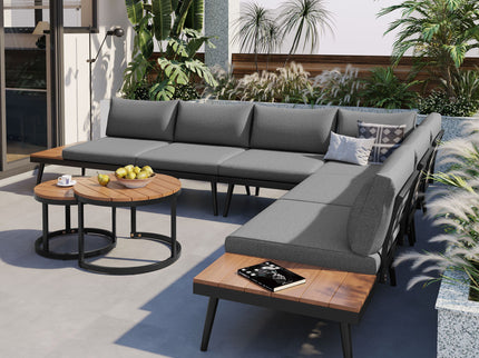 Modern Outdoor Sectional Sofa Set With Nesting Coffee Tables