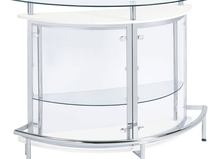 Strick - Freestanding Glass Top Home Bar Wine Cabinet - White