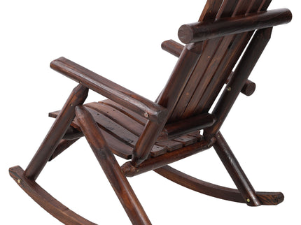Durable Wooden Porch Rocker, Fir Log Rocking Chair