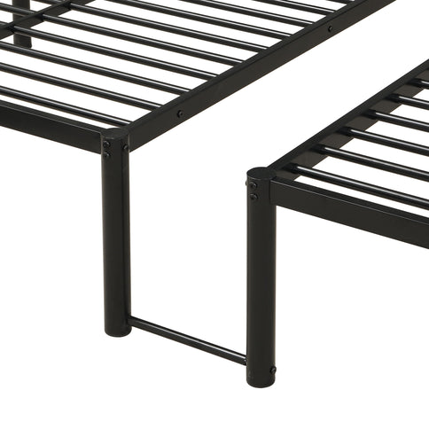 Twin Over Twin Over Twin Triple Bunk Bed With Safety Rails And Storage Shelf - Black