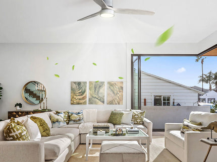 52" 18W LED Ceiling Fan With Dimmable 6 Speed Remote 3 Blade Reversible DC Motor For Living Room - Silver