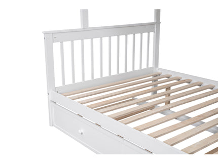 Bunk Bed With Twin Size Trundle, Storage And Guard Rail For Bedroom