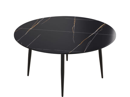 Modern Man-Made Stone Round Dining Table-Position For 6 People