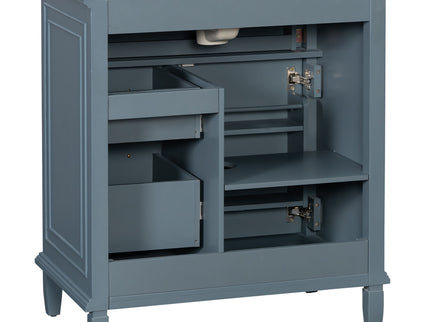 Bathroom Vanity With Sink Top, Flip Drawers, Adjustable Shelf