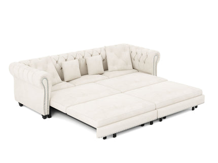 3 In 1 Convertible Sleeper Sofa Bed With Movable Ottoman
