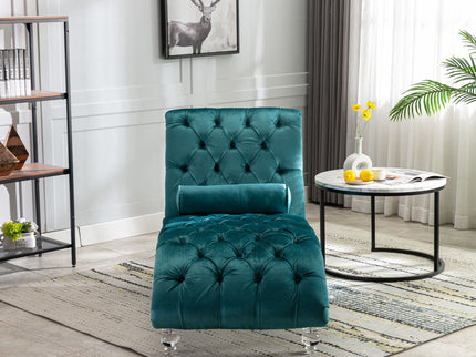 Chaise Lounge Indoor, Button Tufted Upholstered Chaise Lounge Chair With Pillow