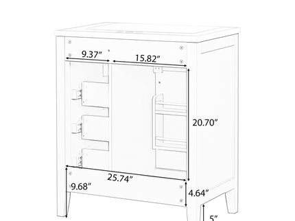 Modern Bathroom Vanity With Sink Combo, 3 Drawers
