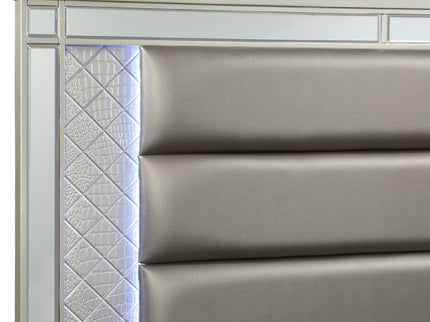 Modern Panel Bed Wit Tufted Design And Integrated LED Lighting