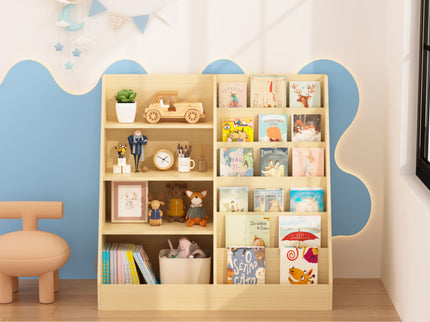Bookshelf And Toy Storage Organizer, 4 Tier Bookcase With Display Stand For Playroom