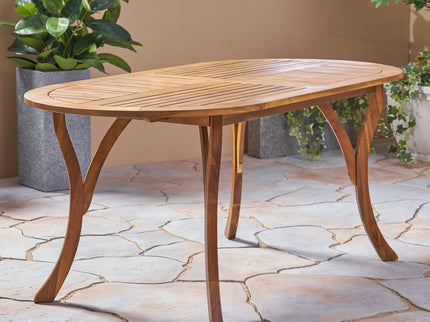 Outdoor Table With Smooth Lines, Slat Top