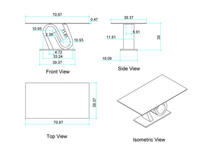 Anne - Dining Table - White / Gray