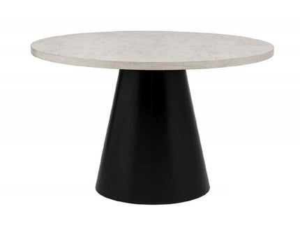 Dining Set With Round Table And 4 Upholstered Chairs - Black / Gray