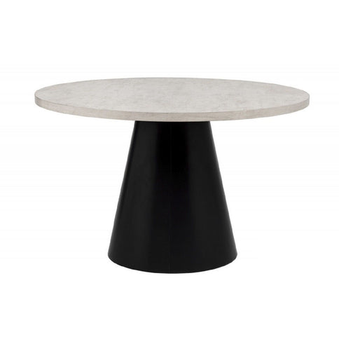 Dining Set With Round Table And 4 Upholstered Chairs - Black / Gray