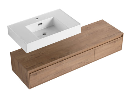 Modern Wall Mounted Bathroom Vanity With Resin Sink And Soft Close Drawer