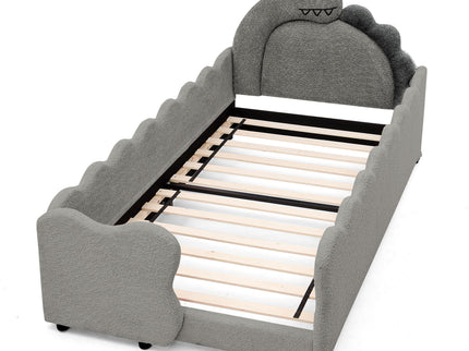 Cute Dinosaur Shaped Bed With Safety Guardrail, Toddler Frame