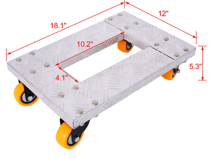 Heavy Duty Furniture Dolly Trolley Car, Aluminum Frame With 3" Tpu Professional Casters, Brake Option