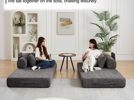 Convertible Sleeper Sofa Bed With Cylindrical Pillow