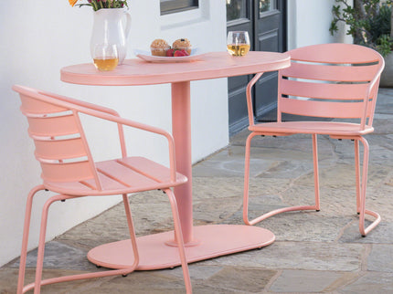 3 Piece Elegant Outdoor Bistro Set With 2 Chairs And Oval Table