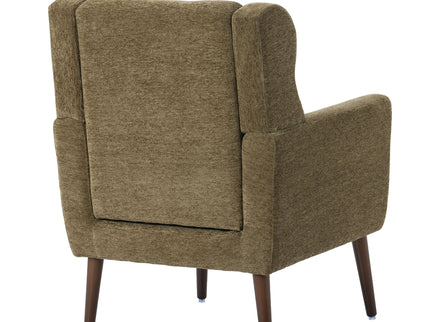 Modern Accent Chair, Arm Chairs For Living Room, Upholstered Mordern Armchair, Comfy Soft Padded Lounge Chair In Small Space, Bedroom, With Pillow, Solid Wood Leg